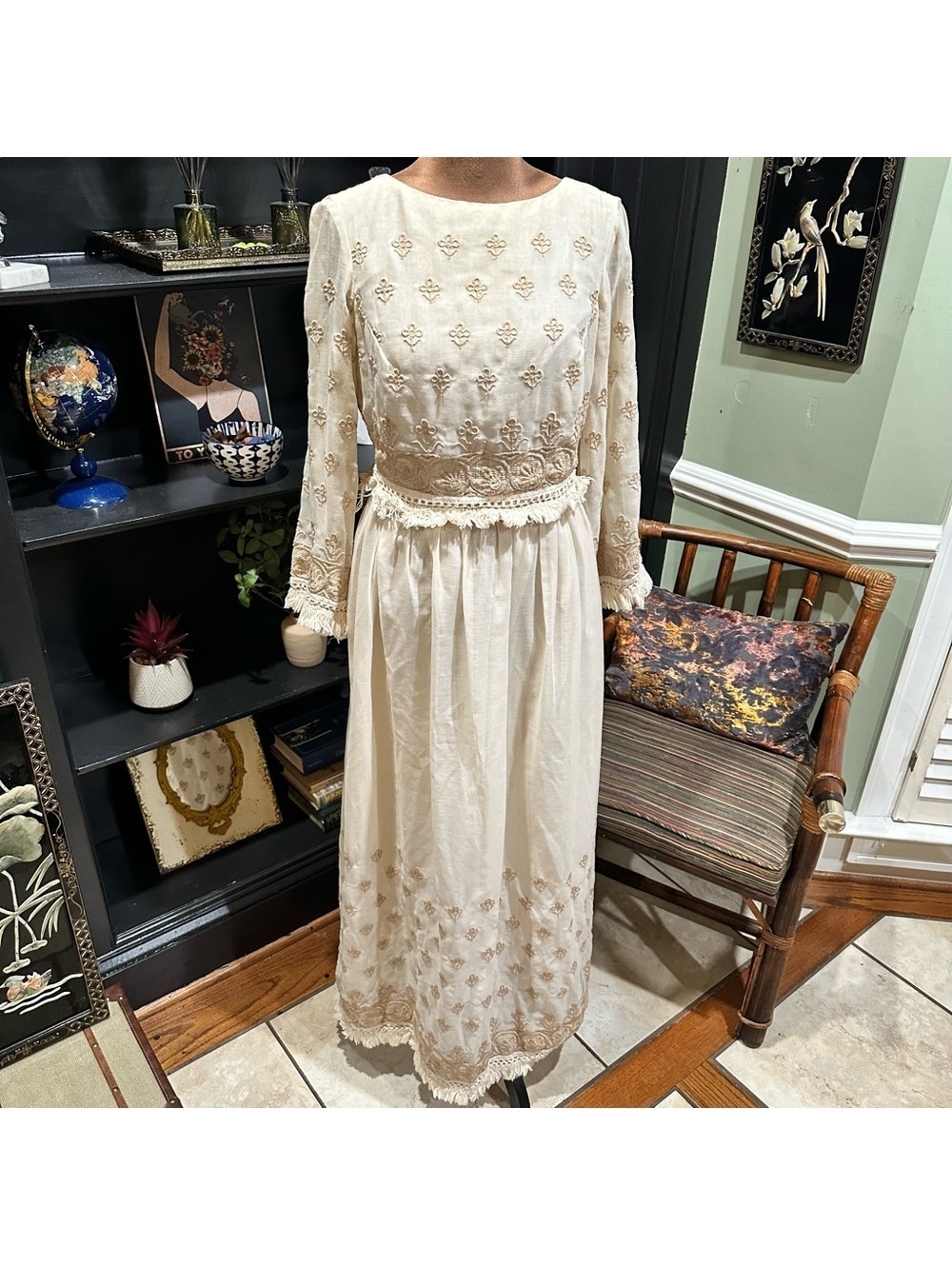 Vintage 1950s Julie Miller California Lace & Embroidered Dress